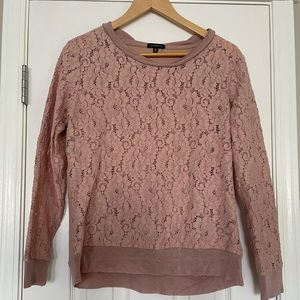 Dynamite Long Sleeve Round Neck Lace Sweater Size Large